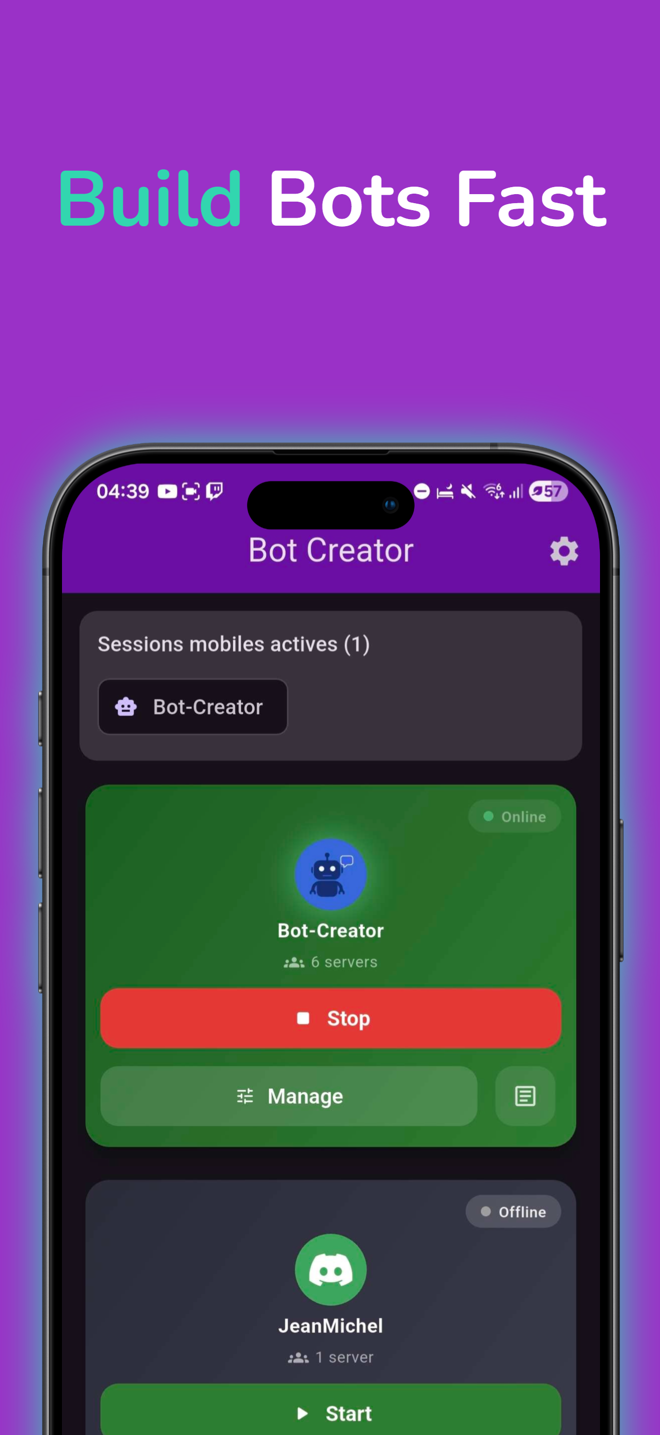 Bot Creator App Interface
